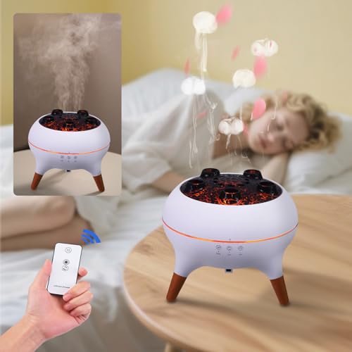 Neulriscn Jellyfish Diffuser 250ML Humidifier for Bedroom Essential Oil Diffuser with Remote Control 7 Color LED Night Light Silent Aromatherapy Diffusers for Home Office 4/8 Timer Auto Shut-Off