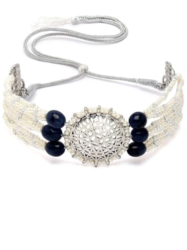 Juego de joyas de perlas y tachuelas azules DMZ-2658 plata 5