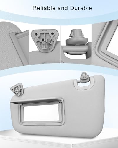 HUQUZN Left Driver Side Sun Visor Fit for Nissan Sentra 2013 2014 2015 2016 2017 2018 2019, Sun Protection Shade with Makeup Mirror Replace 96401-3SG8A, Gray - Thumbnail 5
