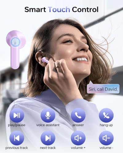 Image of KTGEE Wireless Earbuds Bluetooth 5.3 Headphones, 40Hrs Playback Stereo Ear Buds with LED Display Charging Case IPX7 Waterproof in-Ear Earphones with Mic for Phone Tablet Laptop Sports, Mauve