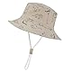 Durio Baby Sonnenhut Kinder Sonnenmütze Junge Mädchen Atmungsaktiv Sommerhut Kinder UV-Schutz mit Bindebändern Khaki mit Dinosaurier 12-24 Monate(Tag Size M)