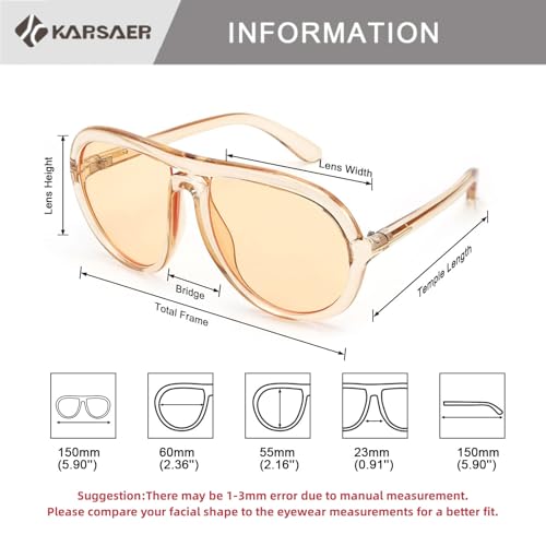 Image of Karsaer Oversized Vintage Aviator Sunglasses for Men Women?Big Retro Round Aviator Sunglasses K7132