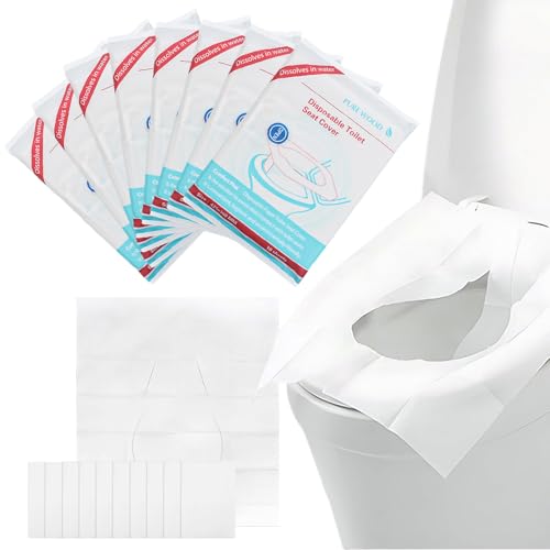 80 Piezas Protector WC Desechable,Asiento De Inodoro Desechable Universales,Protector WC Desechable Niños y Adultos,Biodegradable,para Baños Públicos,Viajes,Aire Libre,Hoteles(425 * 360mm)