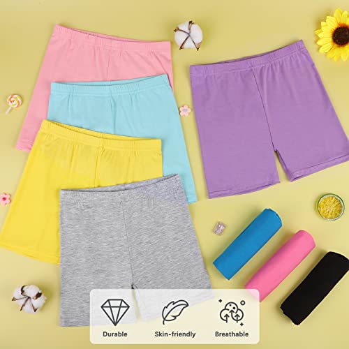 Poroka 8 Pack Girls Bike Shorts Dance Shorts Thick Modal Shorts Breathable Safe Active Shorts 8 Color (8-10 Years) #TOP3