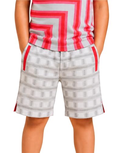 Image of Pilolo Kids Soft Cotton Terry Lycra Adjustable Drawstring Pocket Shorts for Boys