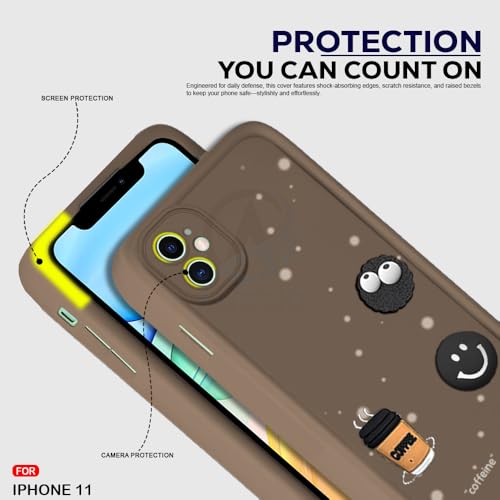 Image of AESTMO Back Case Cover for iPhone 11 Back Cover | Cute Fun Cartoon 3D Ball | Coffee Silicone Case | Full Body Protection | Camera Protection Back Cover for iPhone 11 (Brown)