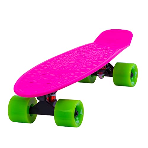 Flybar 22 Inch Kids Skateboard – Mini Cruiser Skateboards for Kids Ages 6-12, Outdoor Toys, Lightweight, Durable, Non-Slip Deck, ABEC-7 Bearings, Holds up to 175 lbs (Pink)