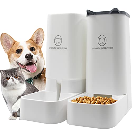 Speusazz Automatic Cat Feeder- Automatic Pet Fooder and Water Dispenser Gravity Feeder- Pet Food Feeder and Water Feeder Set - Dog Automatic Feeders Cat Water Dispenser, for Cats & Small, Medium Dogs