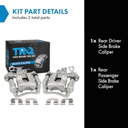 Image of TRQ Rear Brake Caliper Set Zinc Coated Brackets Compatible with 2012-2017 Kia Rio
