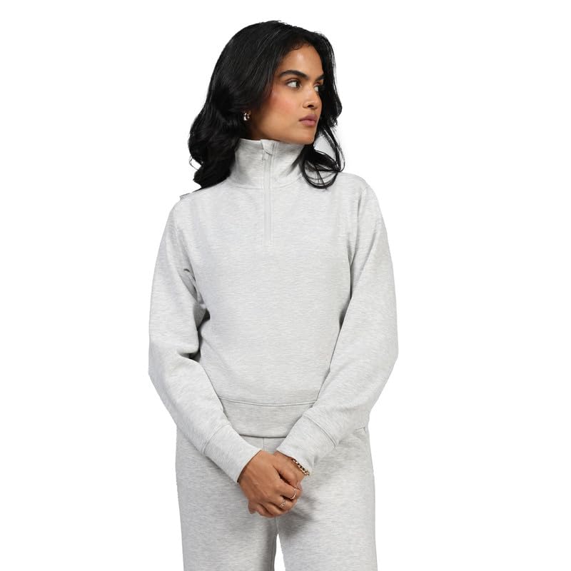 BlissClub BareButter Pullover with Zip | Marshmallow Comfort | Relaxed fit | Funnel Neck | Cuffed Sleeve | Luxurious Feel |