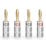VCELINK Premium Banana Plugs 24K Gold Plated, 2 Pairs, 4mm Closed Screw Speaker Connector for Speaker Cable 12-18 AWG, Home Cinema, Hi-Fi Audio, Stereo, Amplifier, AV Receiver and Wall Plate