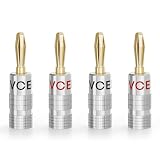 VCELINK 24K Gold Plated Banana Plugs for Speaker Wire, 2 Pairs/4 Pcs