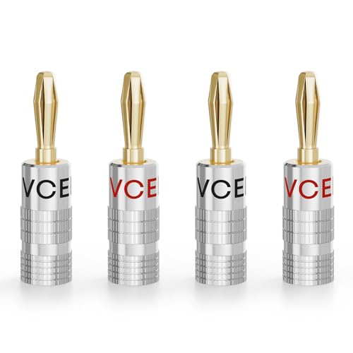 VCELINK Banana Plugs for Speaker Wire 2 Pairs/4 Pcs, 24K