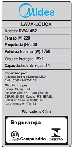 LAVA-LOUCAS MIDEA 14 SERVICOS BRANCA 220V - Imagem 9