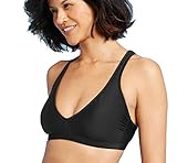 All in Motion Women's V-Neck Bralette Bikini Top (Black, XL)