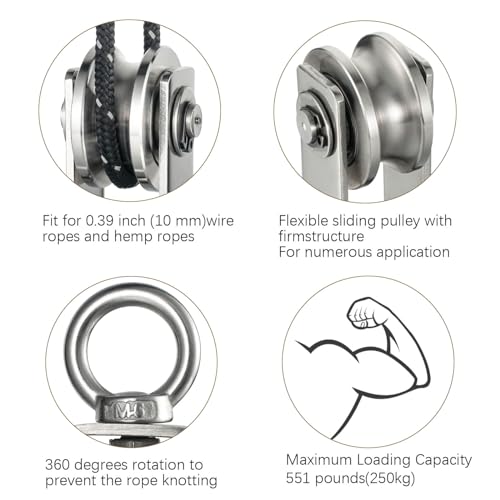 image for KCNOFNC Cable Pulley Wheel for Rope with Ball Bearing, Smooth No Noise