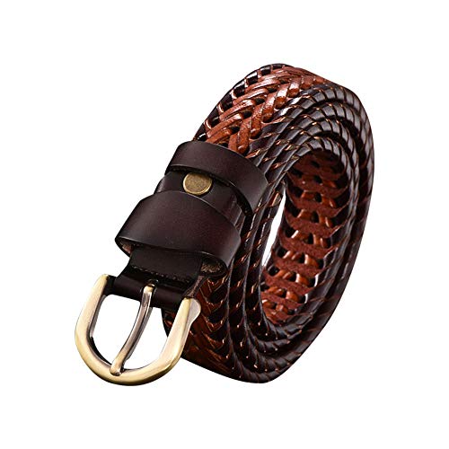 Yiliankeji Tressées Cuir Ceinture Homme - Hommes Casual Cuir à La Main Tressées Ceinture avec Métal Boucle Ardillon pour Jeans Pantalons