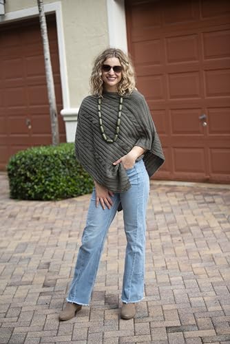 Back From Bali Womens Cable Knit Poncho Sweater Cape Boho Soft Casual4