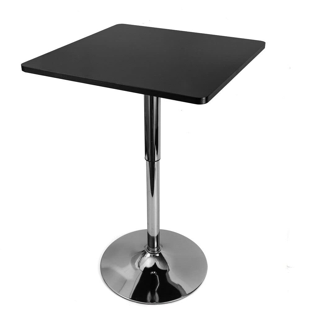 Table de bistrot - Noir - Rectangulaire - en Acier Inoxydable - Réglable en Hauteur - Table de bistrot carrée - Table de Bar - Table de Jardin Robuste - Ensemble de Meubles de