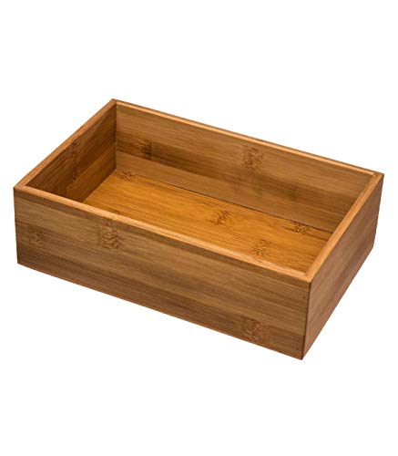 Range Couverts en Bambou Naturel - Organiseur pour Tiroir de Cuisine - Résistant Durable Ecologique (23 x 15 x 7 cm)