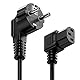 deleyCON 1m Kaltgerätekabel Netzkabel Stromkabel Schutzkontakt Stecker Typ F (CEE 7/4) 90° Gewinkelt auf C13 Buchse 90° Gewinkelt Rechts PC Computer Monitor Drucker Beamer - Schwarz