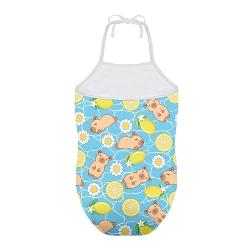 Image of Girls One Piece Swimsuit Beach Bathing Suit Toddler Floral Halter Straps Swimwear for 1-10 Years