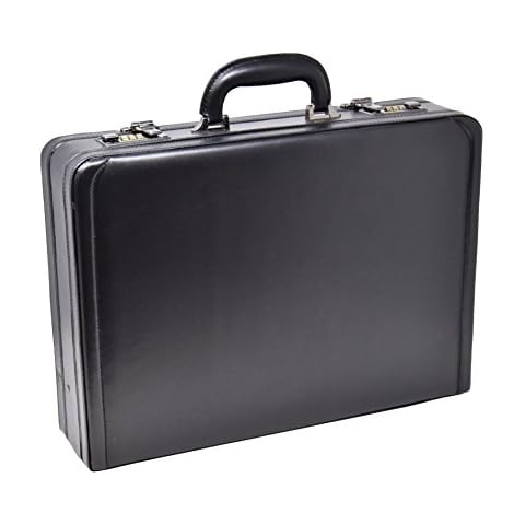 Attache Briefcase Executive Business Bag Work Leather Look Combination Lock HOL3296 Black Cover