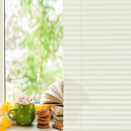 Buseu Plissee Klemmfix ohne Bohren 105x120cm Beige Faltrollo Plisseerollo – Ansicht 2