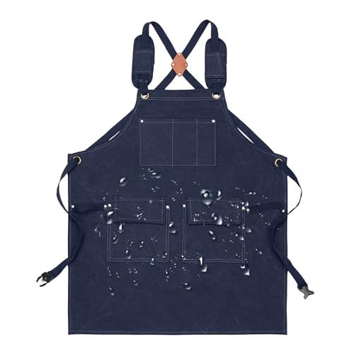 Delantal De Taller,Accesorios Ajustables E Impermeables Para Herramientas Y Cocina - Delantal De Trabajo Resistente Con Tirantes Cruzados Y Bolsillo,Para Hombre Mujer Cocinar Parrilla Día De La Madre