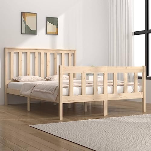NQJIBUE Artículo: marco de cama sin colchón de madera maciza doble, camas y accesorios, camas y marcos de cama