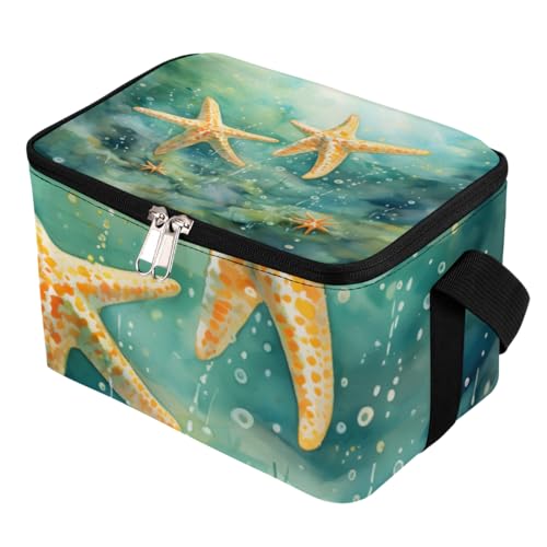 GzLeyigou Lunch Bags for Women Men 9 Cans,Starfish Hot & Cold Food Delivery Bag Insulated Grocery Bag Insulated Lunch Box Abstract Starfishes Cooler Bag for Office Work Picnic Beach