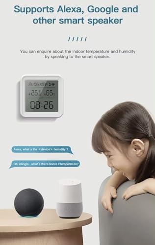 جهاز استشعار درجة الحرارة والرطوبة الذكي واي فاي من تويا مزود باضاءة خلفية يدعم اليكسا ومساعد جوجل