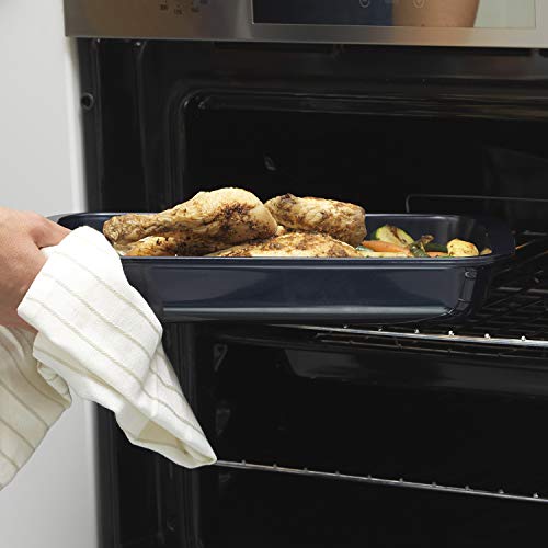 Russell Hobbs RH01144EU Thermo Roaster | 34 cm | 2.2 L | Triple Layer Technology | Thermal Shock Glass | Microwave/Dishwasher/Freezer Safe, Dark Blue 3 Gallery Image