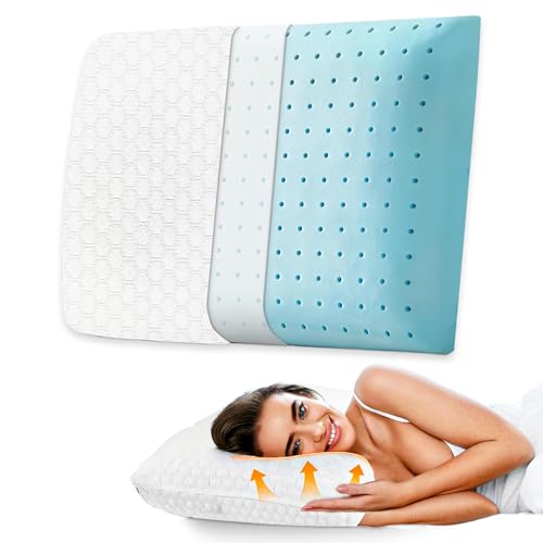 Image of AYKA Cooling Memory Foam Pillow For Neck & Shoulder Pain | Neck Orthopedic Pillow For Sleeping, Pain Relief & Spinal Alignment | Ergonomic Design | 2 Years Warranty (Set of 1),White