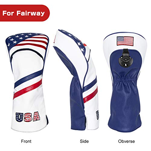 Montela Golf Usa 1 3 5 Golf Headcover White Vintage Retro Patriotic Driver Fairway Wood Cover #TOP2