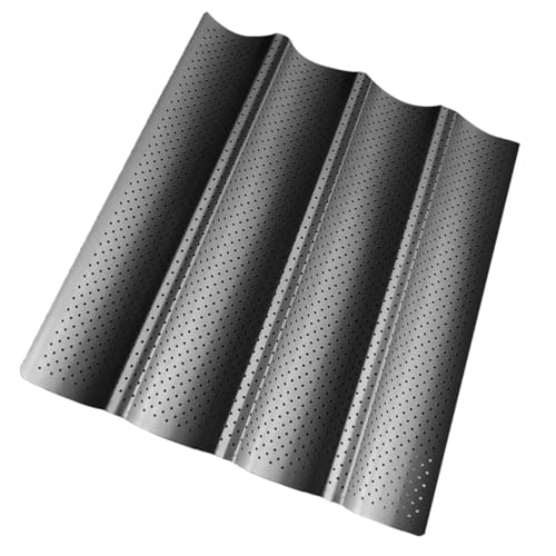 WEKADRIN 1pezzi Teglia Per Baguette Nero Non Stick Con Foro d Aria Resistenti Alte Temperature Antiaderente e Facile Da Pulire Per Pane Francese e Pane Casalingo