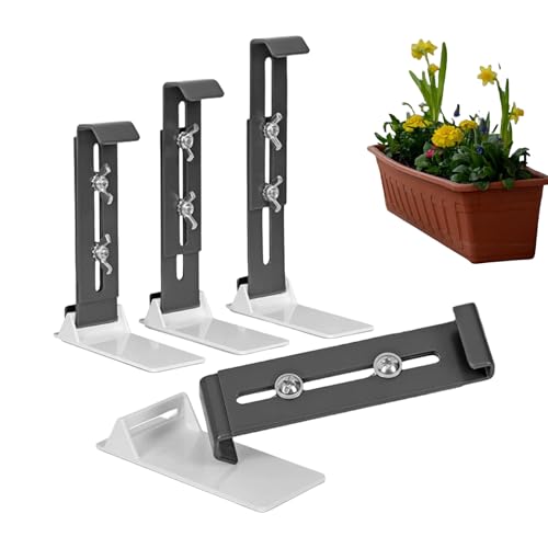 Yulokdwi Soportes para Macetas De Ventana, Soportes Ajustables para Maceteros, Juego De 4 Colgables con Soporte Inferior Reforzado para Balcón Terraza Jardín Alfeizar Exterior