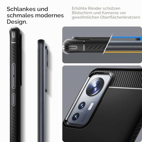 Spigen Rugged Armor Hülle Kompatibel mit Xiaomi 12 / 12X -Schwarz – Ansicht 4