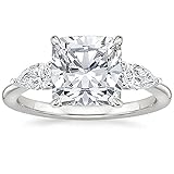KOLMNSTA 3.5CT Engagement Rings for Women Cushion Cut 3-Stone Promise Rings for Her White Gold Plated Cubic Zirconia CZ Wedding bands Size 6
