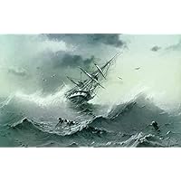 海外アーティスト 油絵 油絵厚塗り S サイズ 嵐の海と帆船の家の装飾 - ショップ DCS