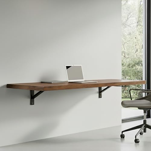 Houseables Wall Mounted Desk, Murphy Desk, Wall Mounted Folding Table, Laundry Folding Table, Fold Down Work Bench, Foldable Mount Station, Floating Bar, Hanging, Dining, Kitchen, Clothes, 48x16 Brown