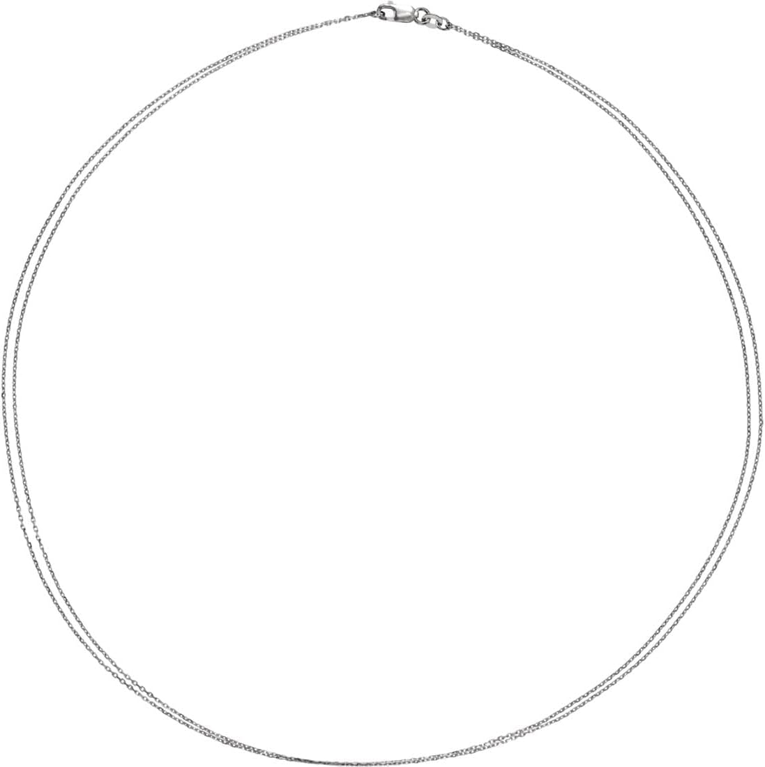 JewelryWeb 14k White Gold Necklace 18 Inch Double Strand Sparkle-Cut Cable Chain With Lobster Clasp Strand Necklace for Women and Men