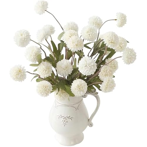 Floroom 6pcs Ivory Faux Silk Mums Artificial Flowers, Bulk Fake Small Mini Chrysanthemums with Stems for DIY White Wedding Centerpieces Floral Arrangements Vase Fillers Home Decorations