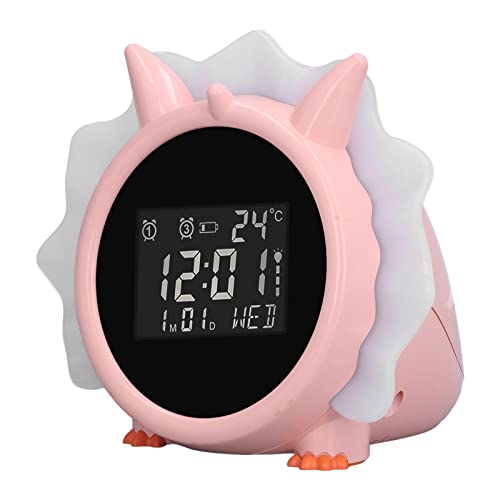Ycauty Despertador LED Multifuncional con Forma de Dinosaurio para Decoración de Habitaciones Infantiles, Color Rosa