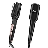 Aima Beauty Hair Straightener Brush, Enhanced 2-in-1 Straightening Brush, Advanced Ionic, Quick Heating with Anti-Scald, Black