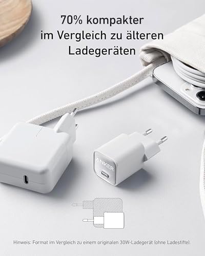 Anker 30W USB C Ladegerät, GaN 511 Nano 3, PIQ 3.0 PPS Schnellladegerät – Ansicht 3