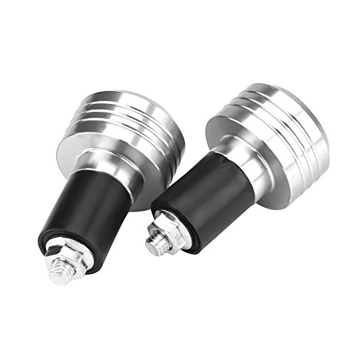 Extremos del Manillar Par de enchufes 22 mm Universal de Aluminio Empuñadura de Motocicleta Extremos del Manillar Enchufe de Equilibrio de Peso(Plata)