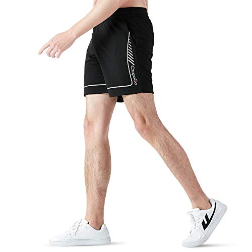 CtopoGo Pantalones Cortos Deportivos para Hombre,Pantalónes Cortos para Hombre,Pantalones Cortos de Atletismo, Pantalones Cortos de Fitness Maratón, 2 Bolsillos (Negro, XL = EU (Cintura 86-91cm))