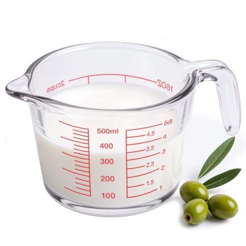 La mejor selección de Tasa medidora los 5 más buscados. 45 500ML/16.91OZ Taza Medidora Vidrio, Vaso Medidor De Gran Capacidad Con Asa,Cuatro Unidades De Escala (OZ, Taza, ML, DL), Apto Para Microondas, Lavavajillas, Para Cocina,...
