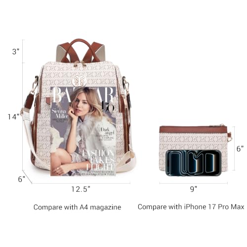 Image of JULIE FERRARO Women's Convertible Backpack Purse Vegan Leather Fashion Backpack Bag Large Capacity Travel Shoulder Bag with Wristlet 2PCS Set